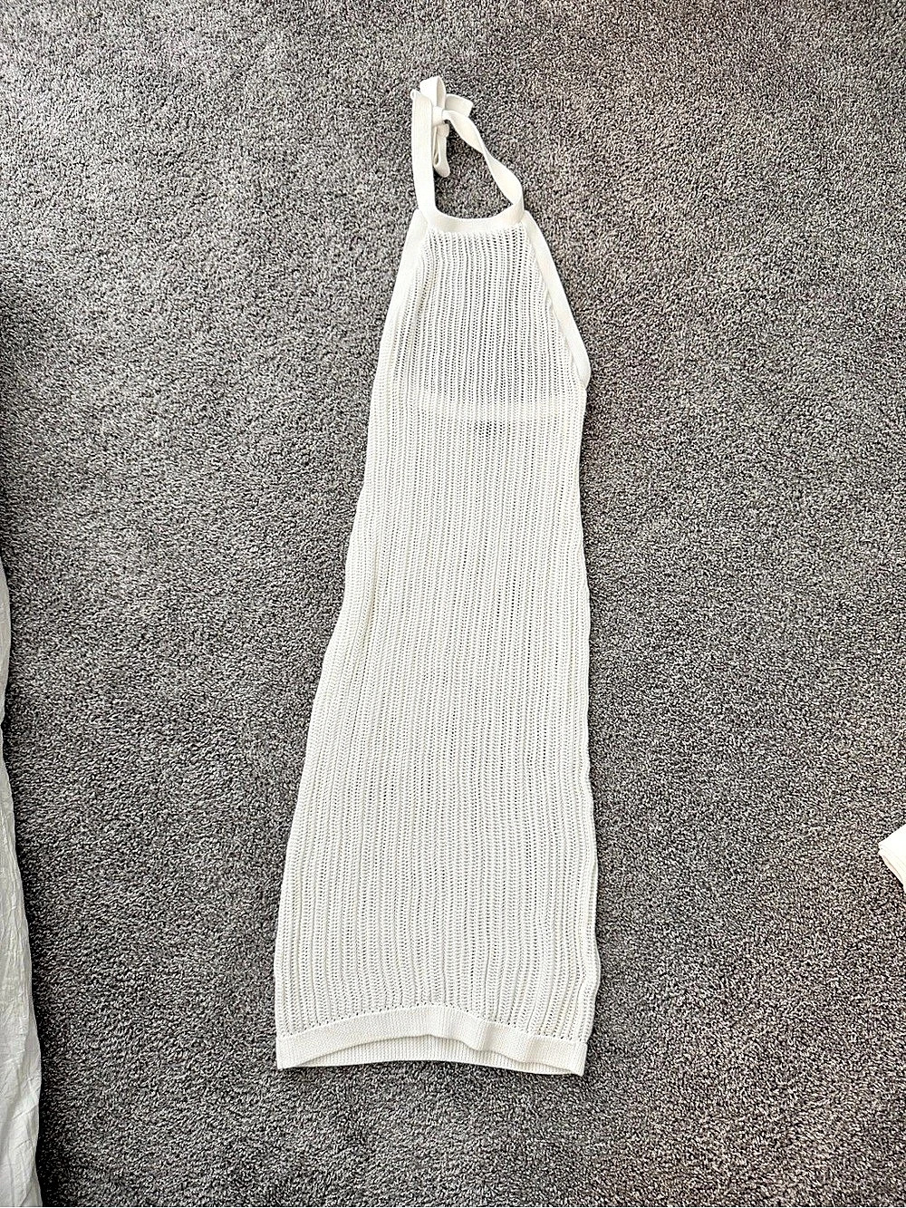 Quince 100% Organic Cotton Open-Knit Cover-Up Maxi Dress Tank Top White XS